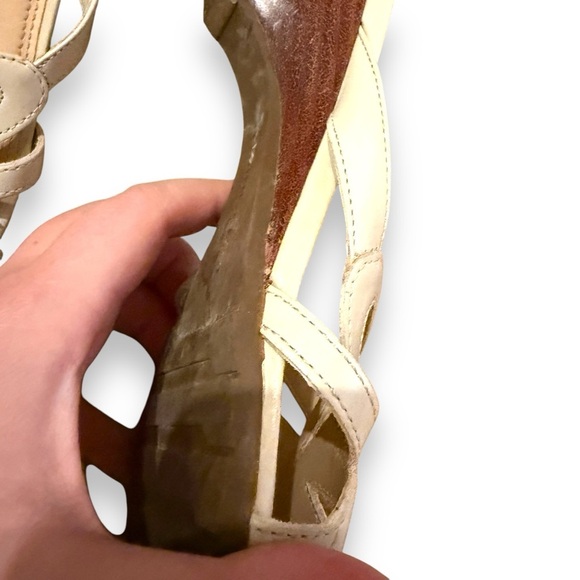 Naturalizer Beige Leather Open Toe Strappy Slip‎ On Heel Sandals Sz 8 - Picture 10 of 12